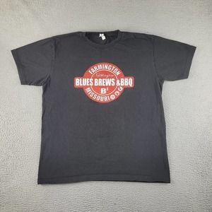 Farmington Missouri Blues Brews & BBQ Shirt Mens‎ Large Black Employee Uniform